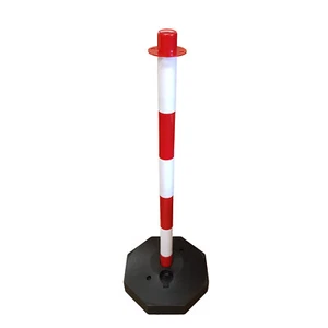 RED + WHITE PLASTIC SAFETY BARRIER POST with BASE security crowd control (WP830) - Picture 1 of 1
