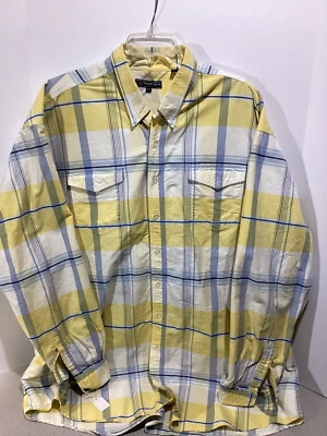 Roper Brand 3XLT Button Up Shirt Long Sleeve 100% Cotton Pale Yell/Blue/White - Image 1 of 3