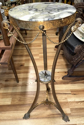Estate French 19th Century Gilt Bronze and Marble Gueridon Table Pedestal Stand Cover