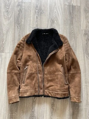 Rrp 1900£ Rare BOSS BY HUGO BOSS Tan T-Corsino Suede Jacket Lamb Fur - Image 1 of 4