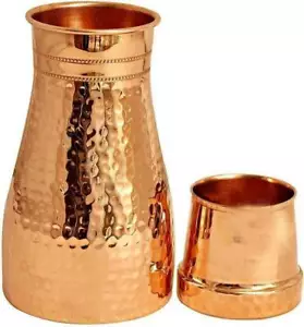 Vaso de jarra martillada botella de cobre puro para dormitorio 1000 ml - Imagen 1 de 5