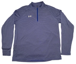 Under Armour Heat Gear Loose Herren 1/4 Zip blau gestreift Pullover Shirt Golf XL - Bild 1 von 6
