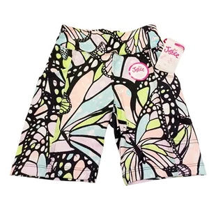 Justice Butterfly Bike Shorts-10-Multi Color-Stretchy-Tech Pocket - Picture 1 of 3