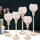 Gold Crystal Candle Holders Tealight Candlestick Holder Table Centerpieces, 5Pcs