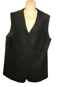 JACKET/VEST in VINTAGE ~ NOW ~ Black Embroidered * Size 16 * - Picture 1 of 2
