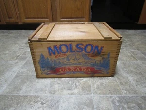 Cassetta porta birra Molson vintage in legno 18x10x12 - Foto 1 di 5