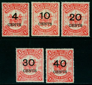 NORTH BORNEO 1895 Coat of Arms - SURCHARGED set Sc# 74-78 mint MH VF - Picture 1 of 2
