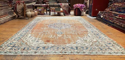 Alfombra Oushak Primitiva Antigua Cr1900-1939 Silenciada Tinte Natural Pila 6x9 pies Foto 1 de 4