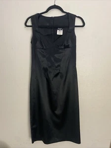 Dolce Gabbana Dress D&G Black LBD Size 28 Bodycon Midi Length Vintage 90s - Picture 1 of 5
