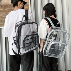 Heavy Duty Clear Backpack, See through Backpacks Transparent Clear Large Bookbag - Picture 1 of 25