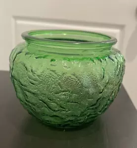 Vintage E.O. Brody Co Crinkle Textured Green Glass Bowl Planter Vase - Picture 1 of 4