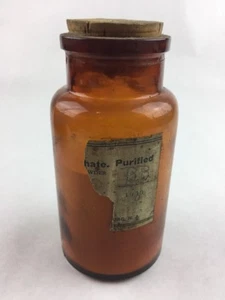 Vintage Pharmacy Powder Purified Corked Collectible Medicine Bottle 5.25" - Picture 1 of 5