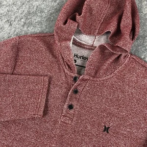 Hurley Hoodie Herren Medium weinrot Pullover Henley Sweater Tasche Knöpfe - Bild 1 von 12