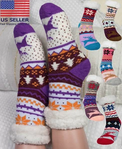 Wintersocken Weihnachten gemütlich warm Damen rutschfest bequem weich neu Mädchen Männer Einheitsgröße Posten - Bild 1 von 25