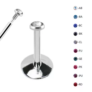 Stahl Innengewinde Labret Tragus Lippe Monroe mit CZ Edelstein - 16G 5/16" - Bild 1 von 1