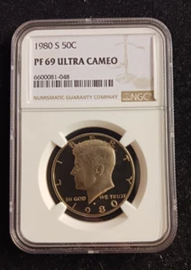 1980 (S) NGC PF 69 ULTRA CAMEO Kennedy Half Dollar Coin - Picture 1 of 15