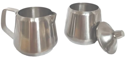 Oneida Creamer & Sugar Set + Lid Stainless Steel Japan Restaurant Ware Retro MCM - Image 1 of 4