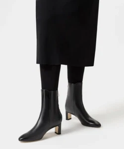 AEYDE Creamy Drawstring Closure Dust Bag & extra Heel Donna Black Calf Boots New - Picture 1 of 9