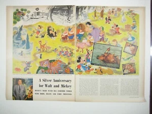 Vintage 1950er Life Magazin 9 Seiten Artikel Disney Jubiläum Schneewittchen Filme - Bild 1 von 6