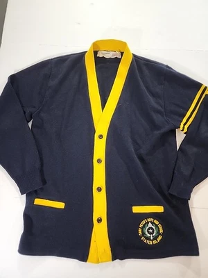 Редкий винтажный кардиган Letterman St Peter's HS Staten Island NY темно-желтый XL - Изображение 1 из 4