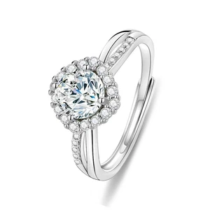 Moissanit Ring 1,00 ct D Farbe VVS1 Reinheit 925 Sterling Silber 18K Weißgold - Bild 1 von 42