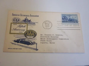 US COVER 1952 AAA 50TH ANNIVERSARY FDC SCOTT 1007 1ST AAA CACHET INTERESTING ADD - Picture 1 of 3