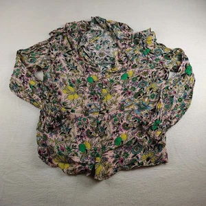 Boden Blouse Womens US 12 UK 16 Pink Floral Ruffle Long Sleeve Lemon Print Top - Picture 1 of 11