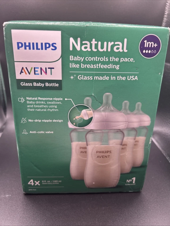 Philips Avent Natural Glass Baby Bottles 4 Pack x 8 fl.oz/240ml - Image 1 of 1