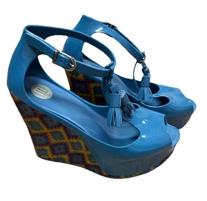 Melissa Peace Wedge Blue size 8 Colorful - Picture 1 of 6