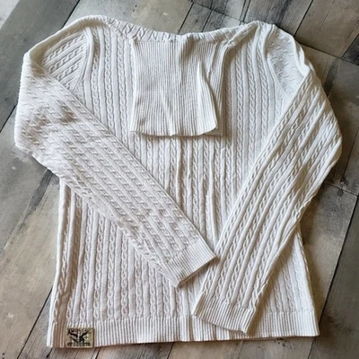 Свитер водолазка вязаный American Living белый кабель - размер L - Изображение 1 из 4