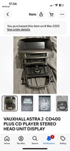 Vauxhall Astra CD400 Radio Inc Head unit - Picture 1 of 1