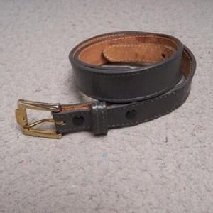 Justin Leather Belt Gray Boys Youth Sz 26 Brass Buckle Top Grain Cowhide Fits 25 - Picture 1 of 14