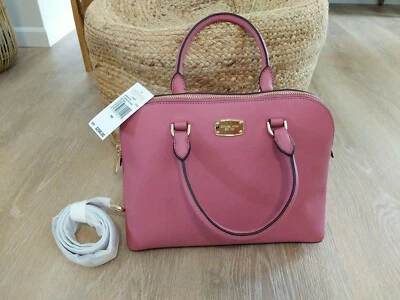 Nova com etiqueta bolsa de ombro tiracolo Michael Kors Cindy cúpula grande couro rosa - Imagem 1 de 4