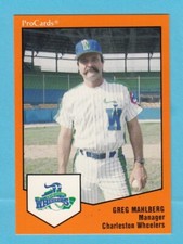 1989 Minor League Greg Mahlberg -- Charleston Wheelers -- Box 183