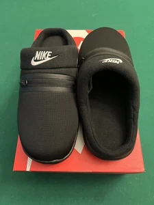 Nike Slippers Mens Size 8 Burrow Black Phantom Slides Comfort Fleece DJ3130 002 - Picture 1 of 5
