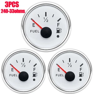 3PCS 52MM White Fuel Level Gauge 240-33ohms Waterproof for Motorcycles Boat Car - Picture 1 of 18
