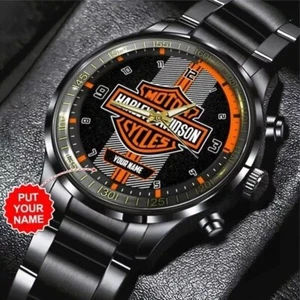 Personalized Harley--Davidson Black Stainless Steel Watch - Picture 1 of 8