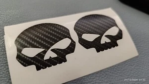 Paar Aufkleber Folie Carbon Look schwarz 3D Harley Davidson Skull Logo - Bild 1 von 3