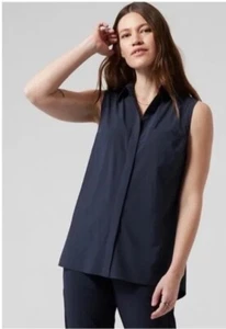 NEW Athleta Urbanite Tank Plus Blue Striped Relaxed Stretch Button-down Shirt-3X - Picture 1 of 6