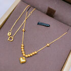 Au750 Pure 18K Gelbgold Glücksherz Charm Perlen Weizenkette Damen Halskette