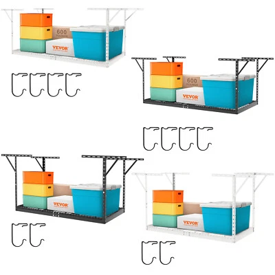 VEVOR Overhead Adjustable Garage Storage Rack Ceiling Rack550/600lbs White/Black - image 1 of 2