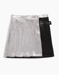 Mia New York Girl's Metallic Schoolgirl Skirt Black Silver Size 4 - Picture 1 of 7