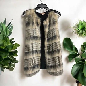 Gibson Latimer FAUX FUR and KNIT VEST Gray Ivory  Colored Fur Vest Women’s Sz M - Picture 1 of 6
