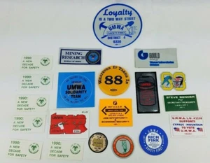 Vintage Bergbau Union Sticker Lot #10 ~ UMWA, Ausrüstung, Wahl, Pinback, +++ - Bild 1 von 7