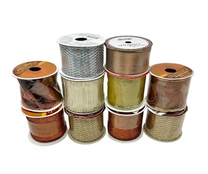 Ribbon -10 Spools each 9 feet in Length - 9 - 3" Wide, 1 - 2" Wide - Wire Edged - Picture 1 of 5