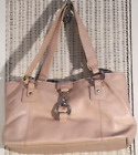 TOMMY & KATE Pink Pebbled Leather Bag Roomy Handbag Purse Silver Clasp, Hardware