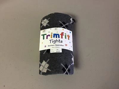 NWT Girl's Trimfit Cotton/Spandex Tights Size 4-6 Oxford Heather w/ Design #134R Foto 1 de 2