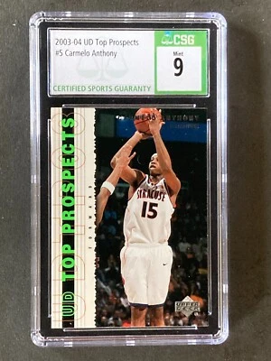 2003 UD Top Prospects #5 Carmelo Anthony RC Green Label CGC / CSG 9 - Image 1 of 2