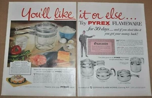 1955 PYREX 2-page advertisement, Corning Glass, percolator, double boiler etc - Bild 1 von 3