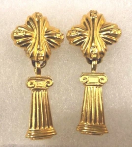 Pendientes colgantes 100 % auténticos vintage chapados en oro Fendi - Imagen 1 de 4